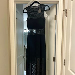 klassy network HIGH NECK MESH BRAMI MAXI DRESS